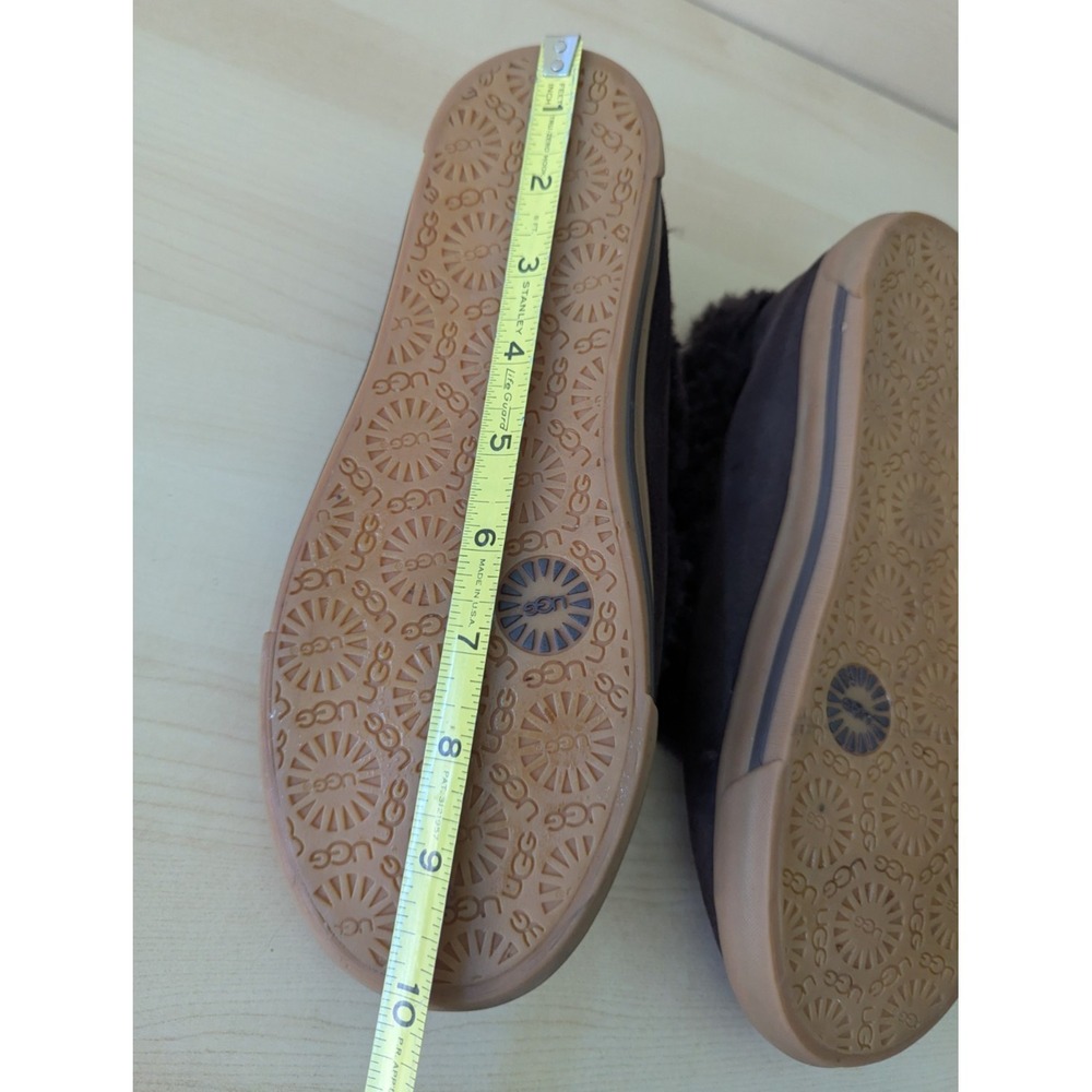 UGG Rylan Brown Skimmer Moccasin Slippers Fuzzy Hard Bottom - Picture 5 of 11